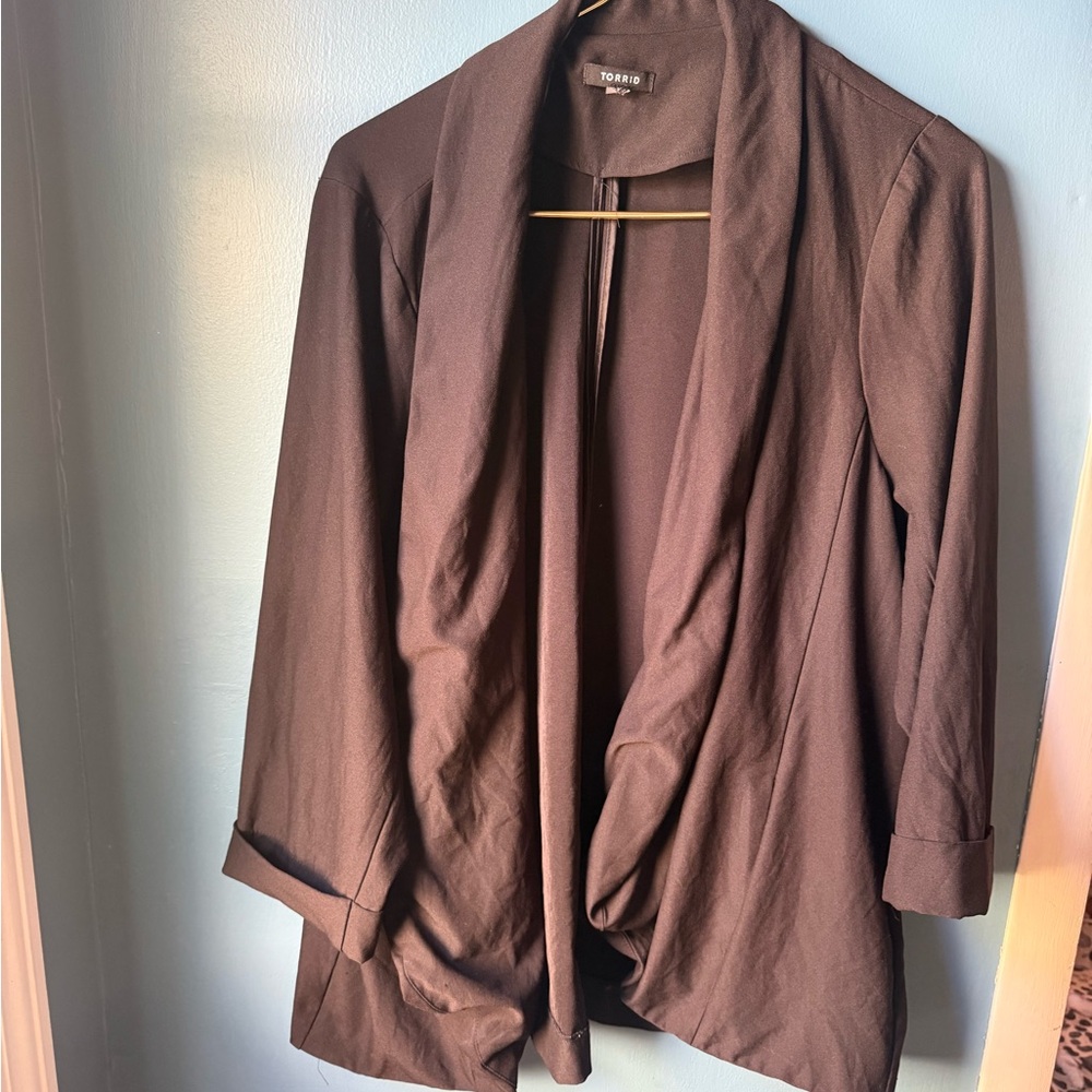 Torrid Black Draped Open-Front Jacket